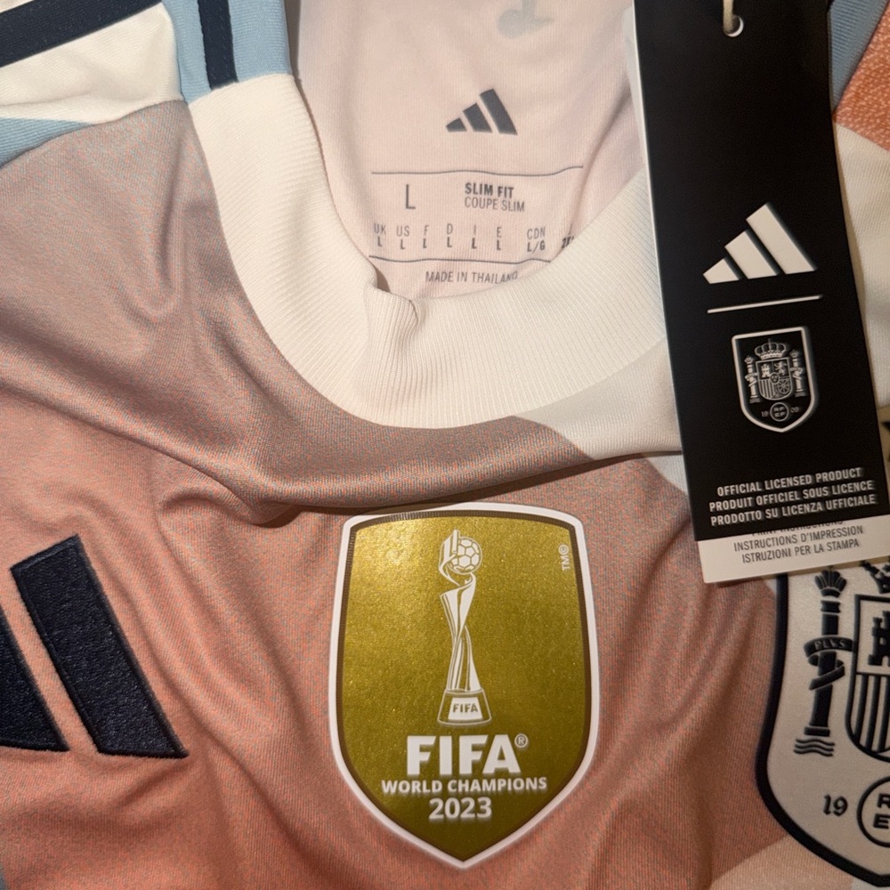 adidas Pink and White Spain FIFA World Champions 2023 Jersey